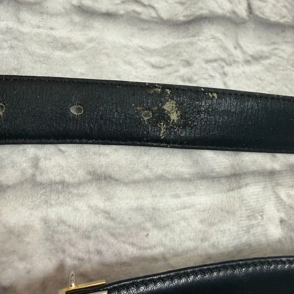 VTG Celine Horse And Carriage Women's Leather Waist Belt 32" Black Made In Italy - Picture 4 of 8